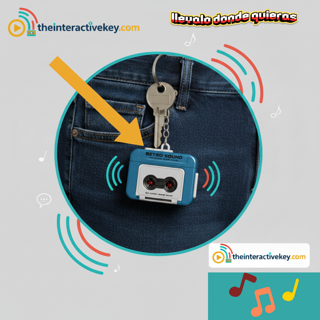 Llavero Cassette Retro con Grabación de Voz